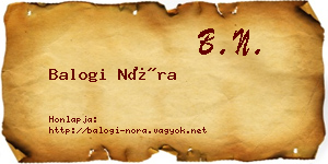 Balogi Nóra névjegykártya